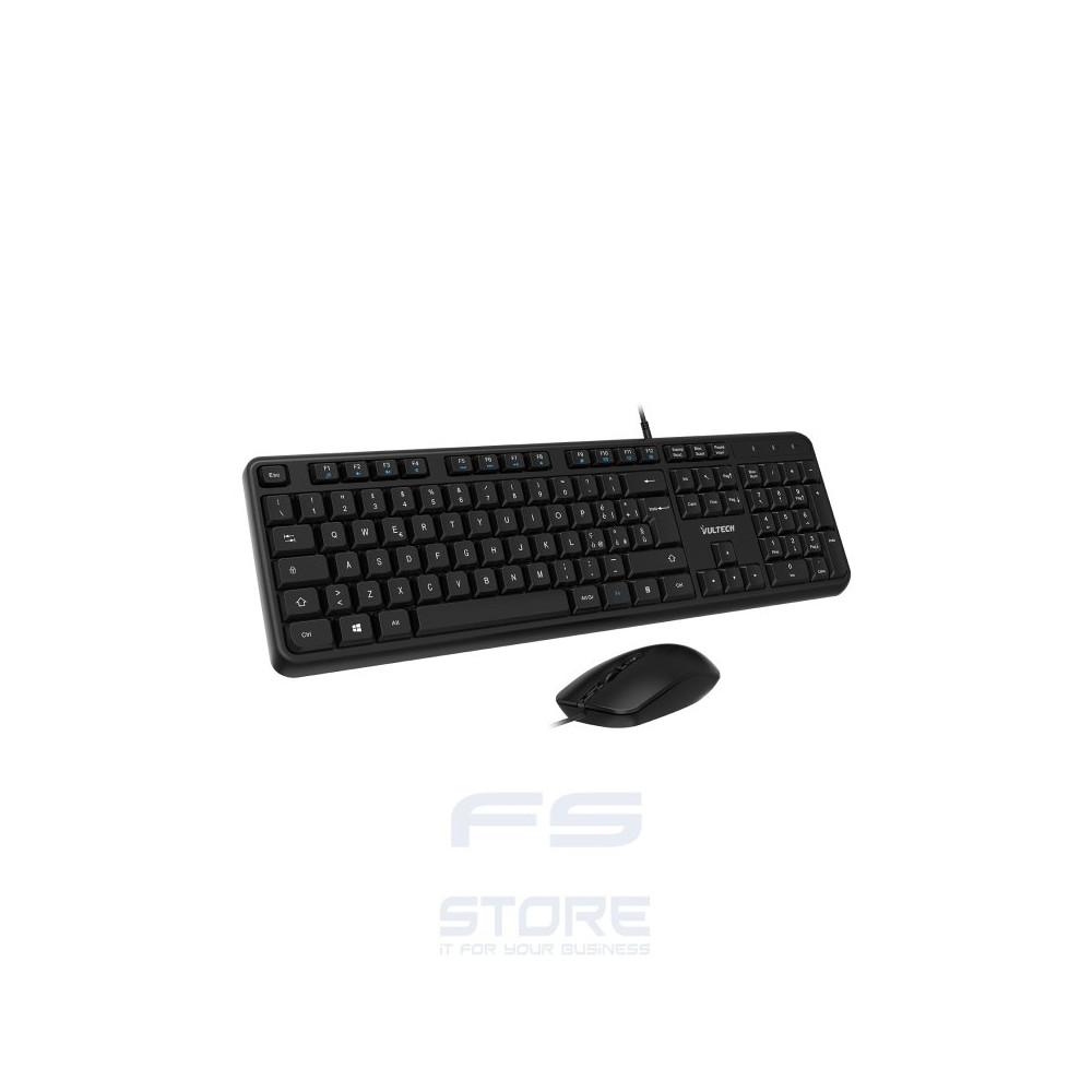 Vultech KM-811 tastiera Mouse incluso Ufficio USB QWERTY Italiano Nero