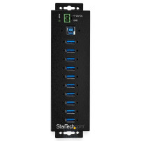 StarTech.com Hub USB 3.0 industriale a 10 porte con adattatore di alimentazione - Protezione contro le sovratensioni - Hub di tr