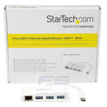 StarTech.com Hub USB 3.0 a 3 porte con Gigabit Ethernet - USB-C a 3x USB-A - Bianco