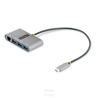 StarTech.com Hub USB-C con Ethernet a 3 porte - Adattatore USB Type-C con 3x USB-A e 1X Ethernet Gigabit - Splitter USB C Alimen