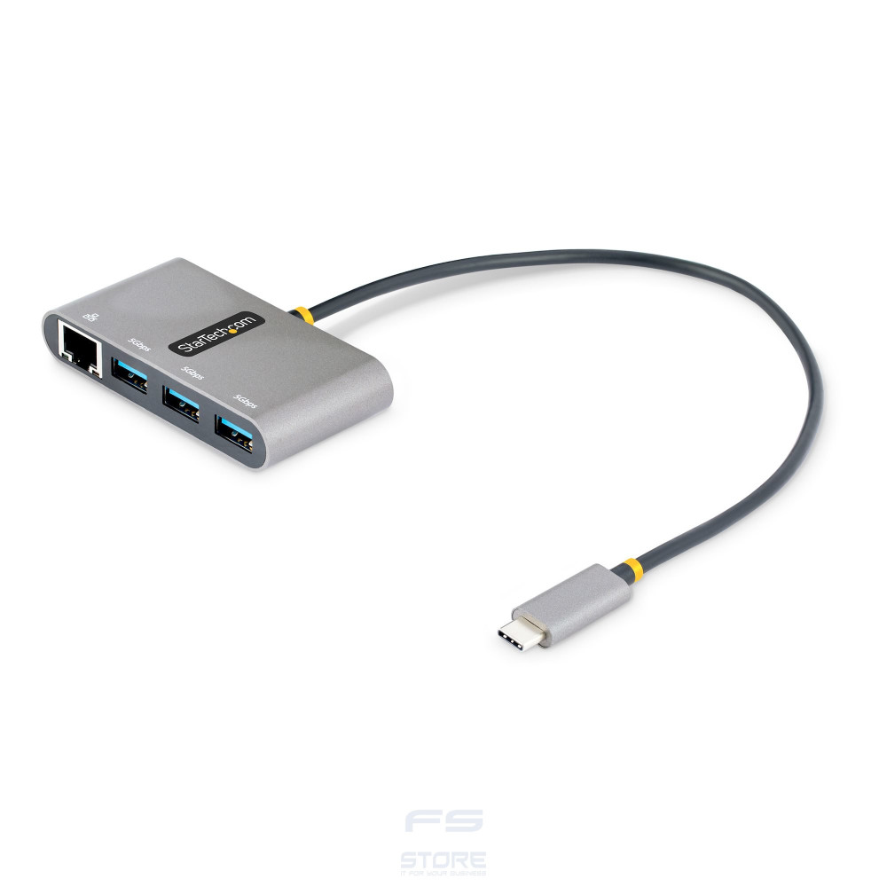 StarTech.com Hub USB-C con Ethernet a 3 porte - Adattatore USB Type-C con 3x USB-A e 1X Ethernet Gigabit - Splitter USB C Alimen