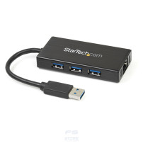 StarTech.com Hub USB 3.0 (5Gbps) a 3 porte portatile con NIC Gigabit Ethernet - In alluminio con cavo integrato