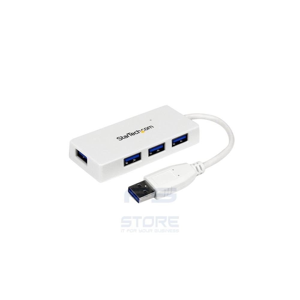 StarTech.com Hub portatile mini USB 3.0 SuperSpeed a 4 porte - Perno e concentratore per Ultrabook USB 3.0 con cavo integrato - 