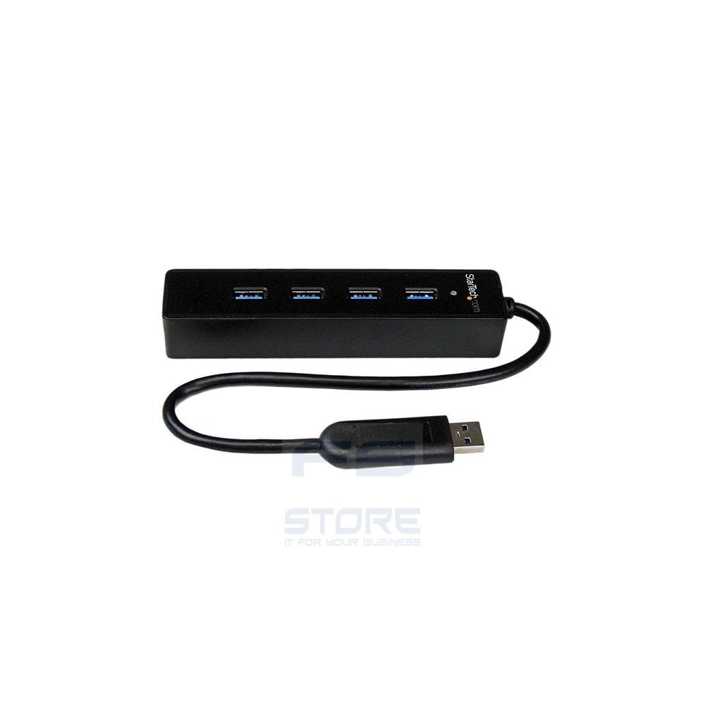 StarTech.com Hub portatile USB 3.0 SuperSpeed a 4 porte - Perno e concentratore per notebook o Ultrabook USB 3.0 con cavo integr
