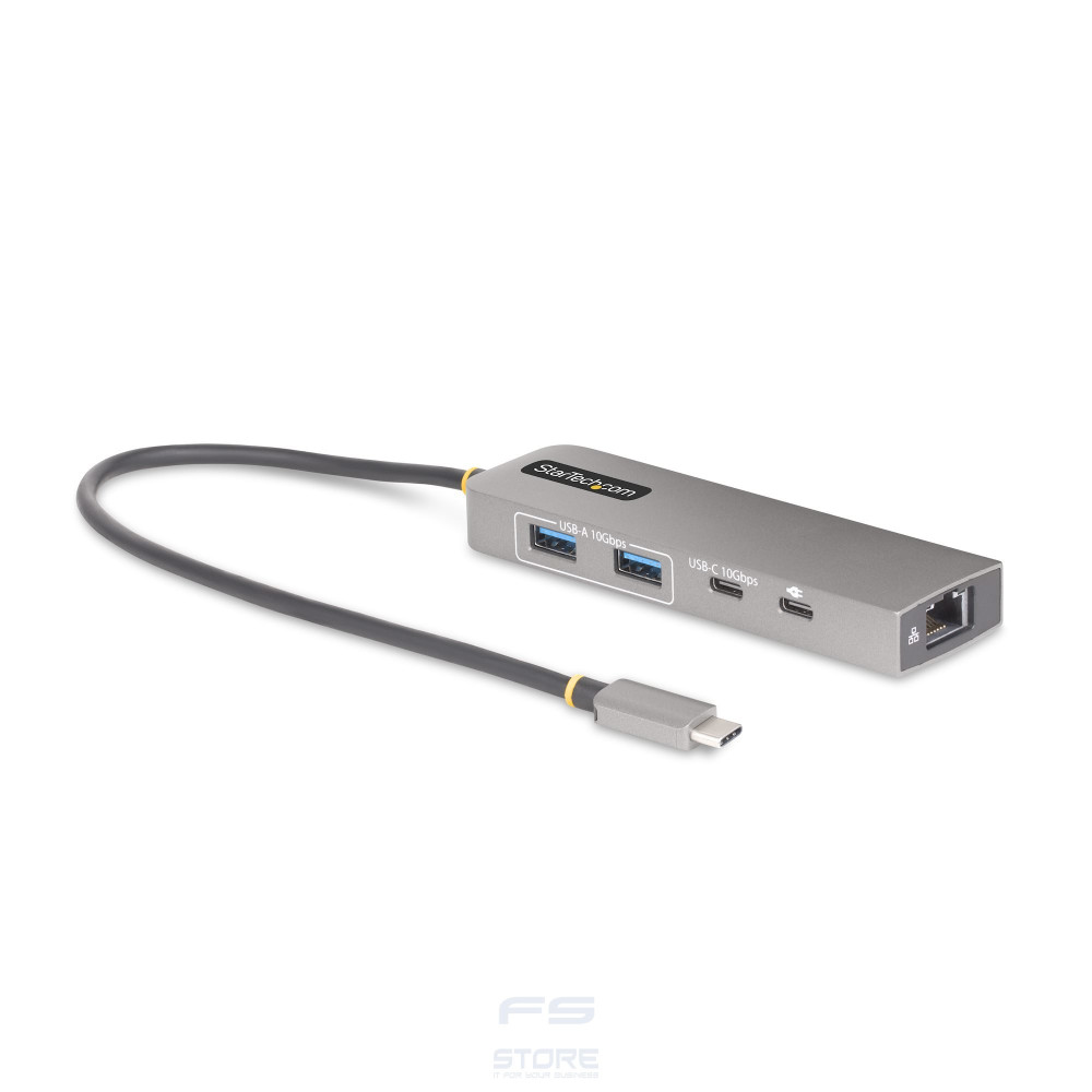 StarTech.com Hub USB-C a 3 porte con Ethernet da 2,5 Gbps e porta Power Delivery Pass-through da 100W, USB 3.2 10Gbps, 2x USB-A/