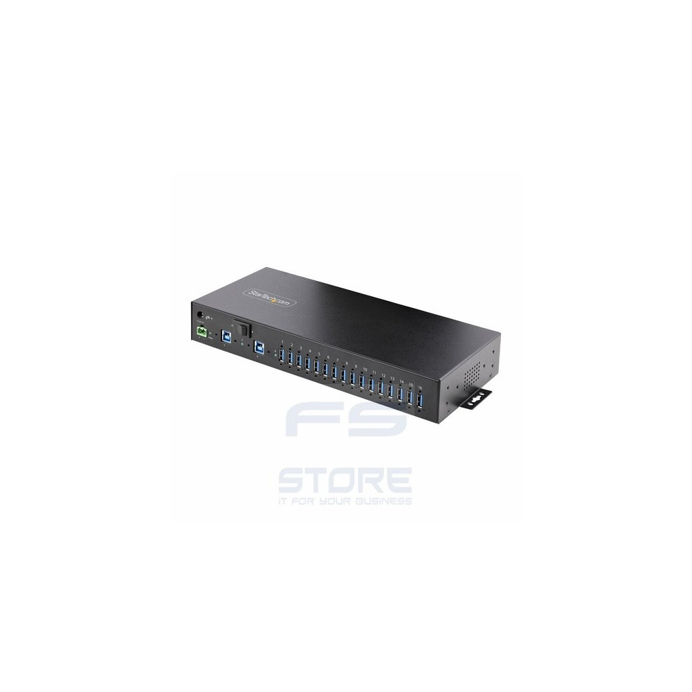 StarTech.com Hub USB Industriale 5Gbps a 16 porte con adattatore di alimentazione, enclosure in metallo, montabile, protezione E