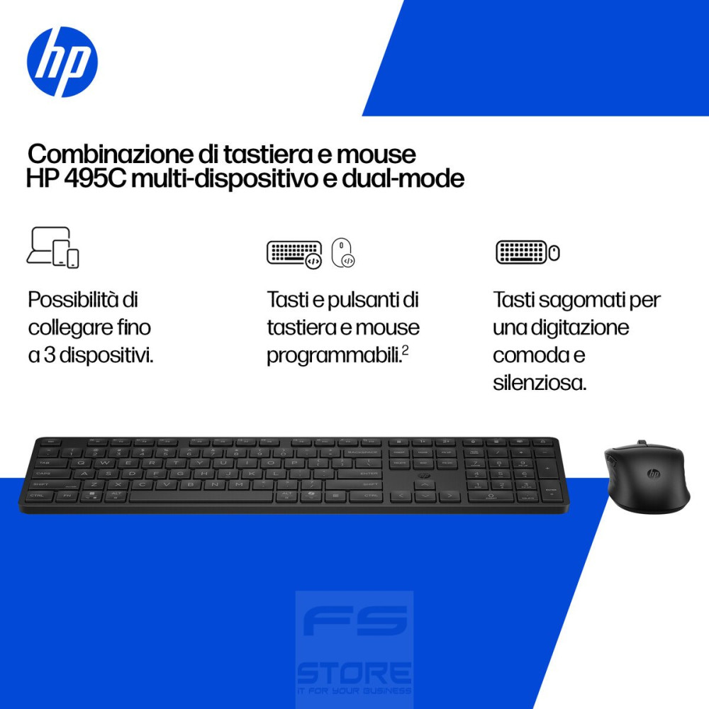 HP Combinazione di tastiera e mouse 495C multi-dispositivo e dual-mode