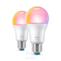 WiZ Lampadina Smart Dimmerabile Luce Bianca o Colorata Attacco E27 60W Goccia 2Pezzi
