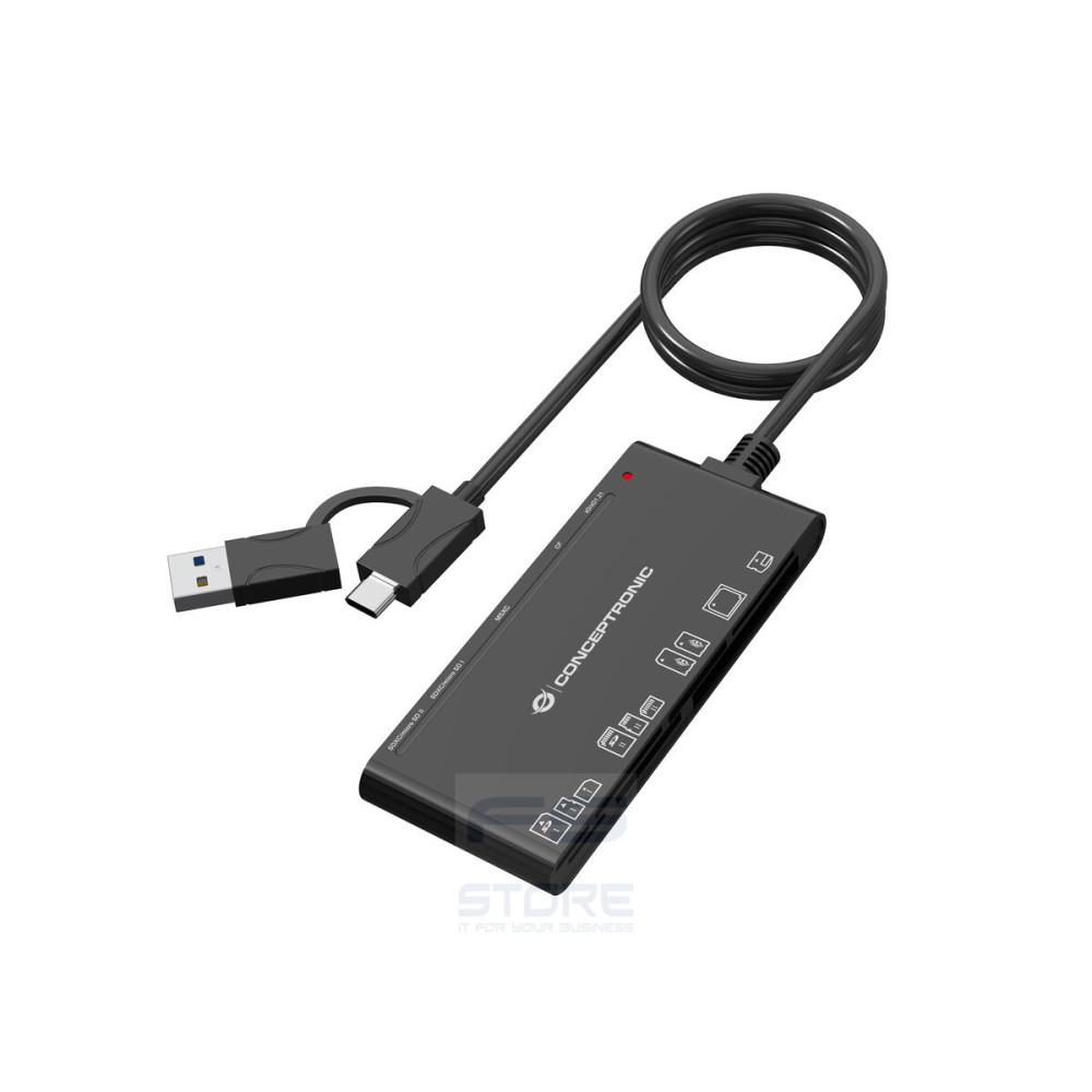 Conceptronic BIAN10B lettore di schede USB 3.2 Gen 1 (3.1 Gen 1) Type-A/Type-C Nero
