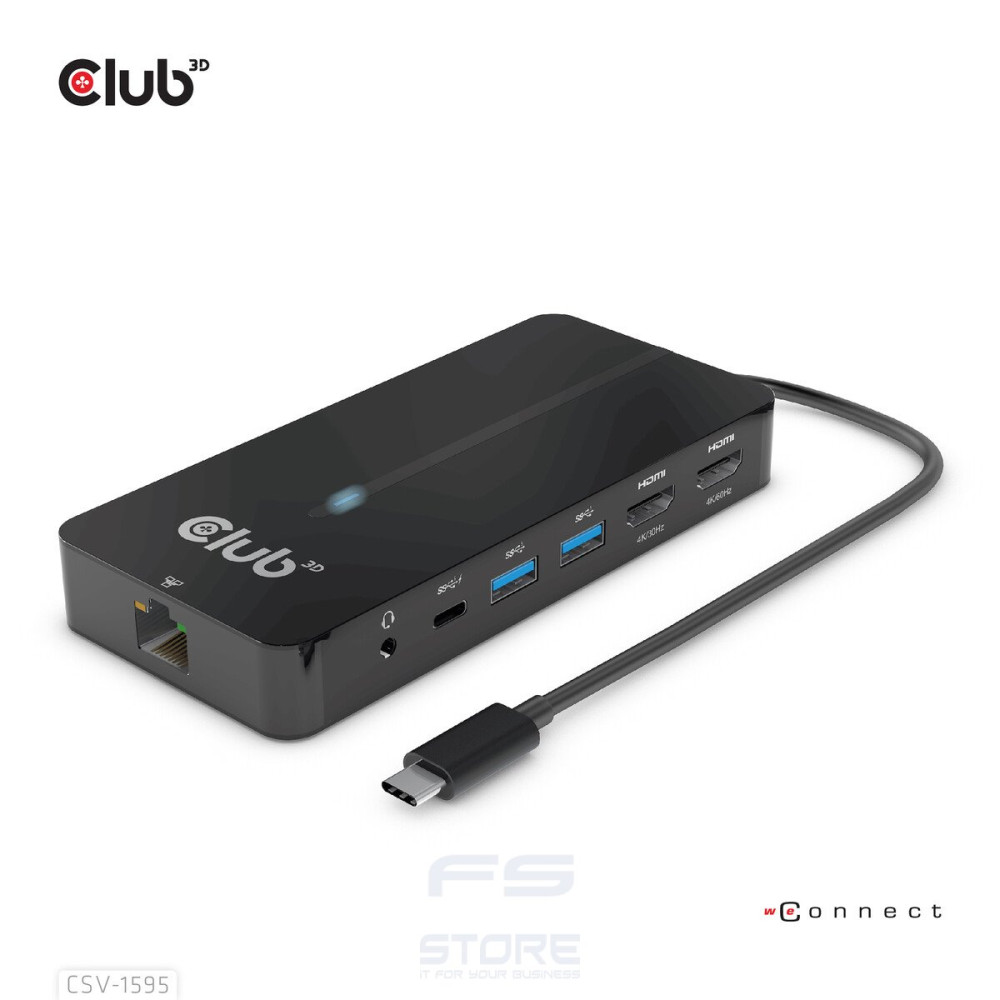 CLUB3D CSV-1595 replicatore di porte e docking station per laptop USB 3.2 Gen 1 (3.1 Gen 1) Type-C Nero