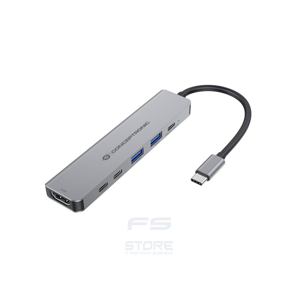 Conceptronic DONN33G replicatore di porte e docking station per laptop Cablato USB 3.2 Gen 1 (3.1 Gen 1) Type-C Argento