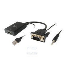 Equip 119038 cavo e adattatore video 0,2 m VGA (D-Sub) + 3.5mm DVI-D + USB Nero