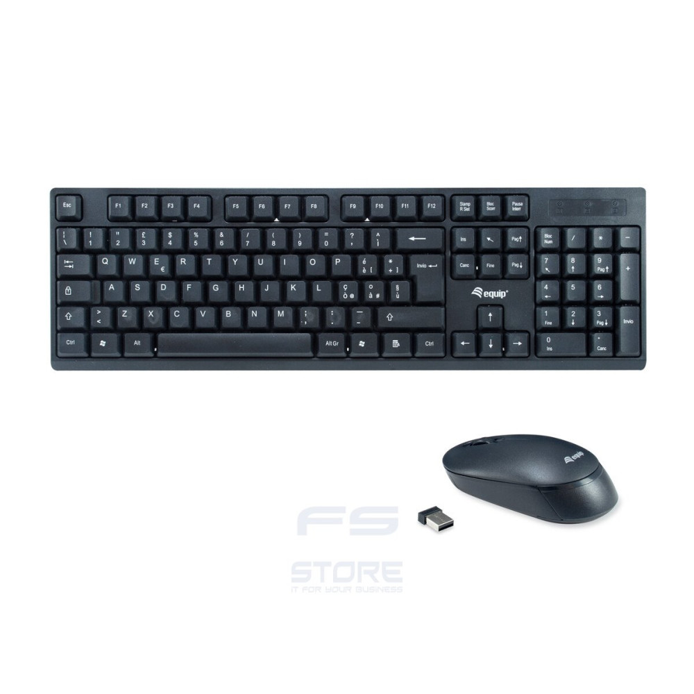 Equip 245223 tastiera Mouse incluso Ufficio RF Wireless QWERTY Italiano Nero
