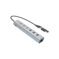 i-tec USB-C/USB-A Charging Metal HUB 7 port (3x USB-C, 4x USB-A). Hub